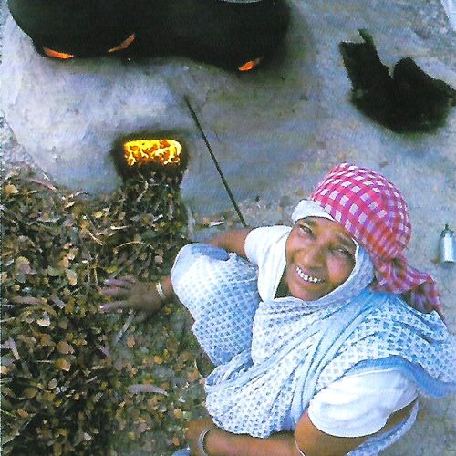 Woman making rice from paddy for a living