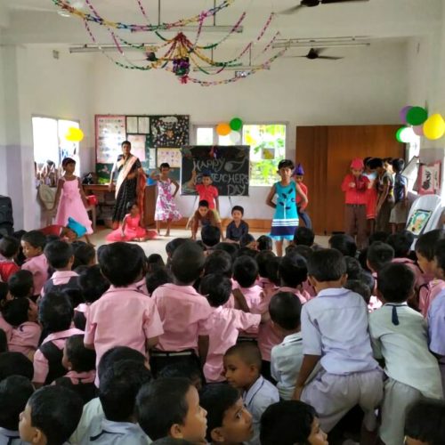 Children's drama performance at Raghunathpur Khelaghar School